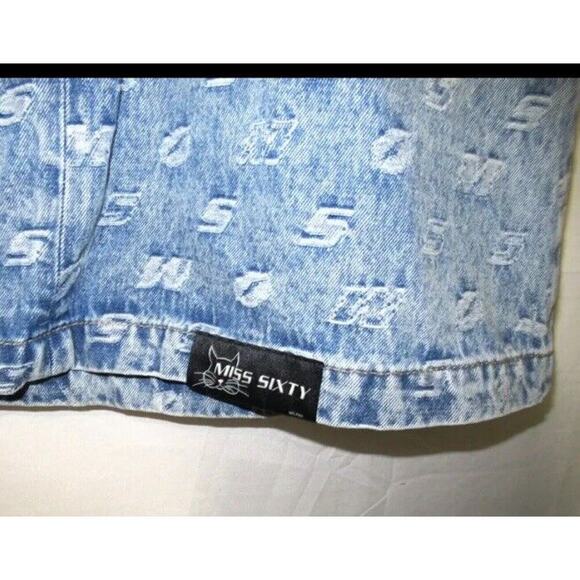 Miss Sixty Size Small Y2K Blue Denim Mini Dress Off the Shoulder NWT BOHO SPRING - Picture 4 of 4